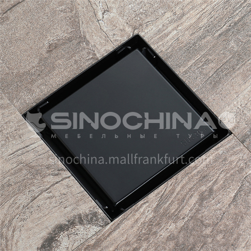 100*100mm square mirror stainless steel black floor drain bathroom concealed floor drain HIDL160-1